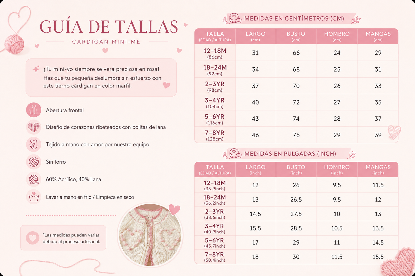 Lucía | Cárdigan Corazón con Pompones