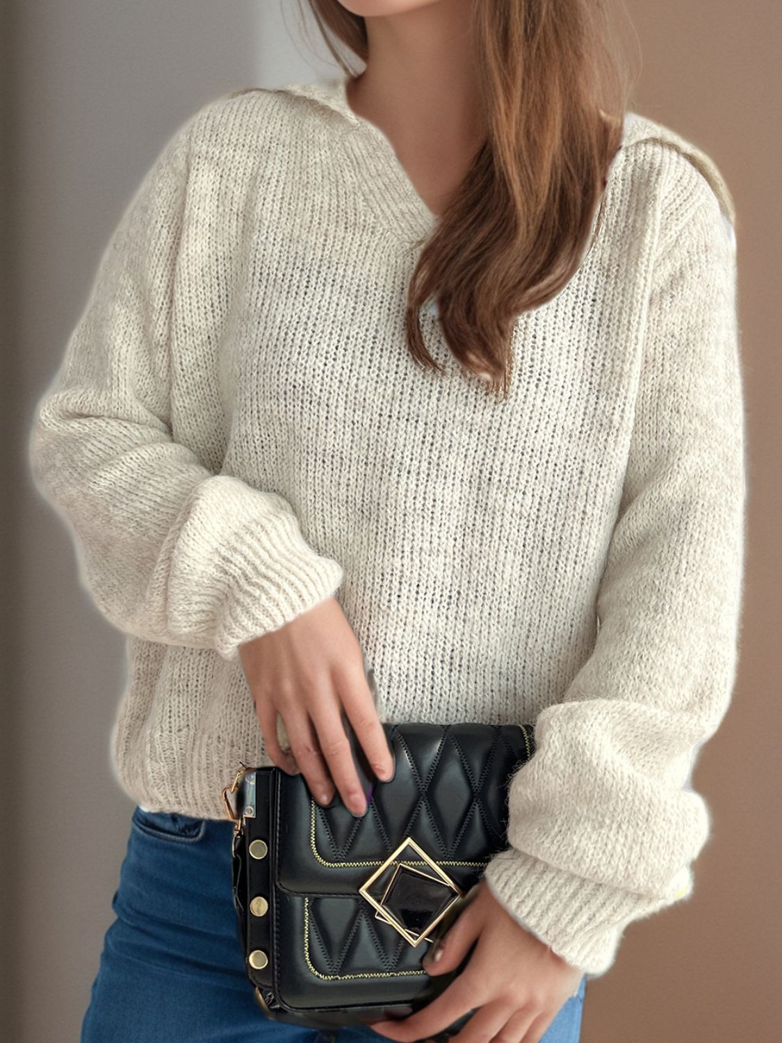 Amber | Suéter Cuello Camisero Manga Larga