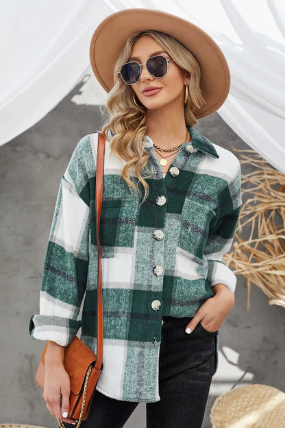 Constanza | Chaqueta Cuadros Clásica - Verde Claro