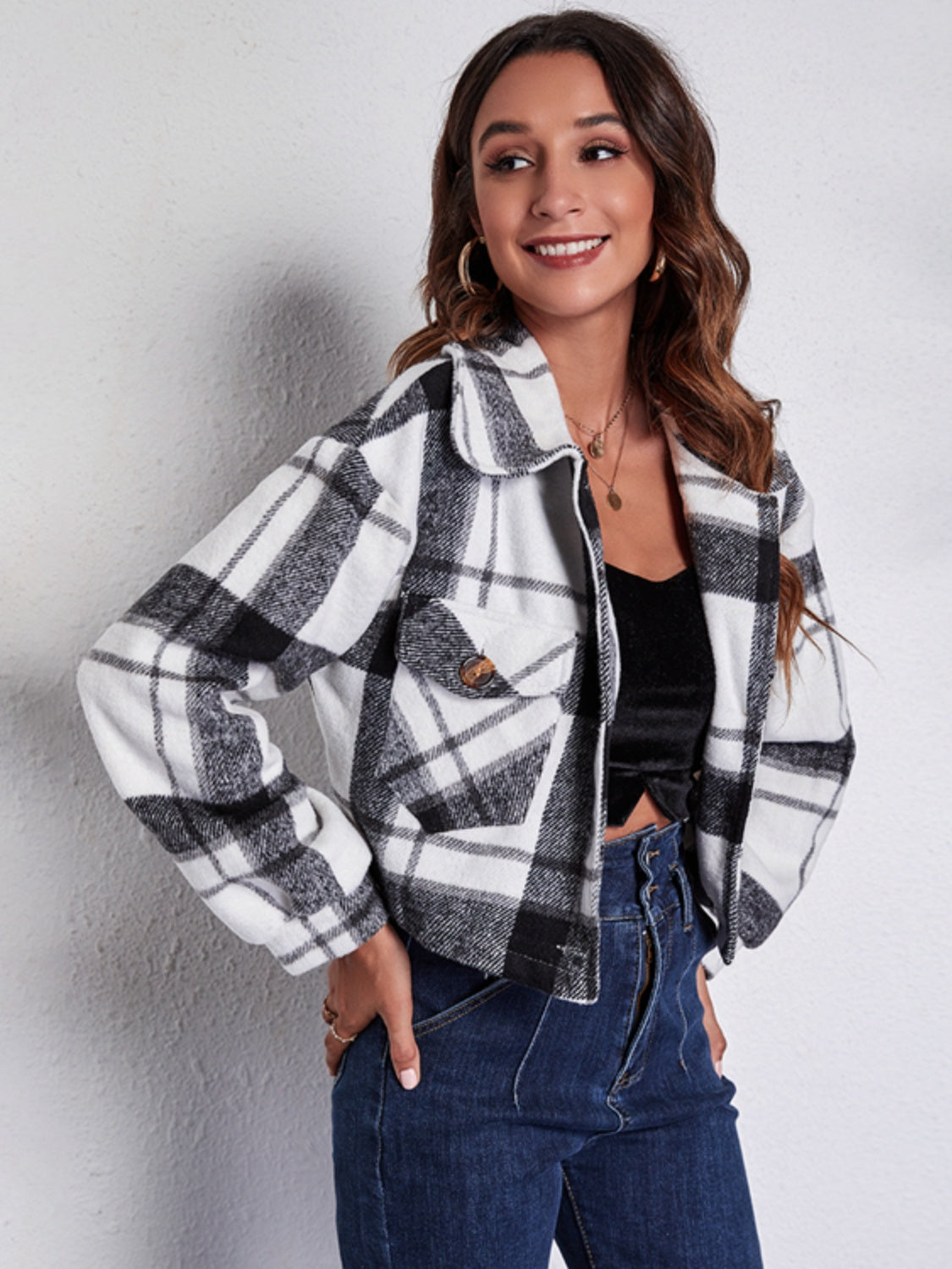 Fernanda | Chaqueta Cuadros Clásica - Blanco