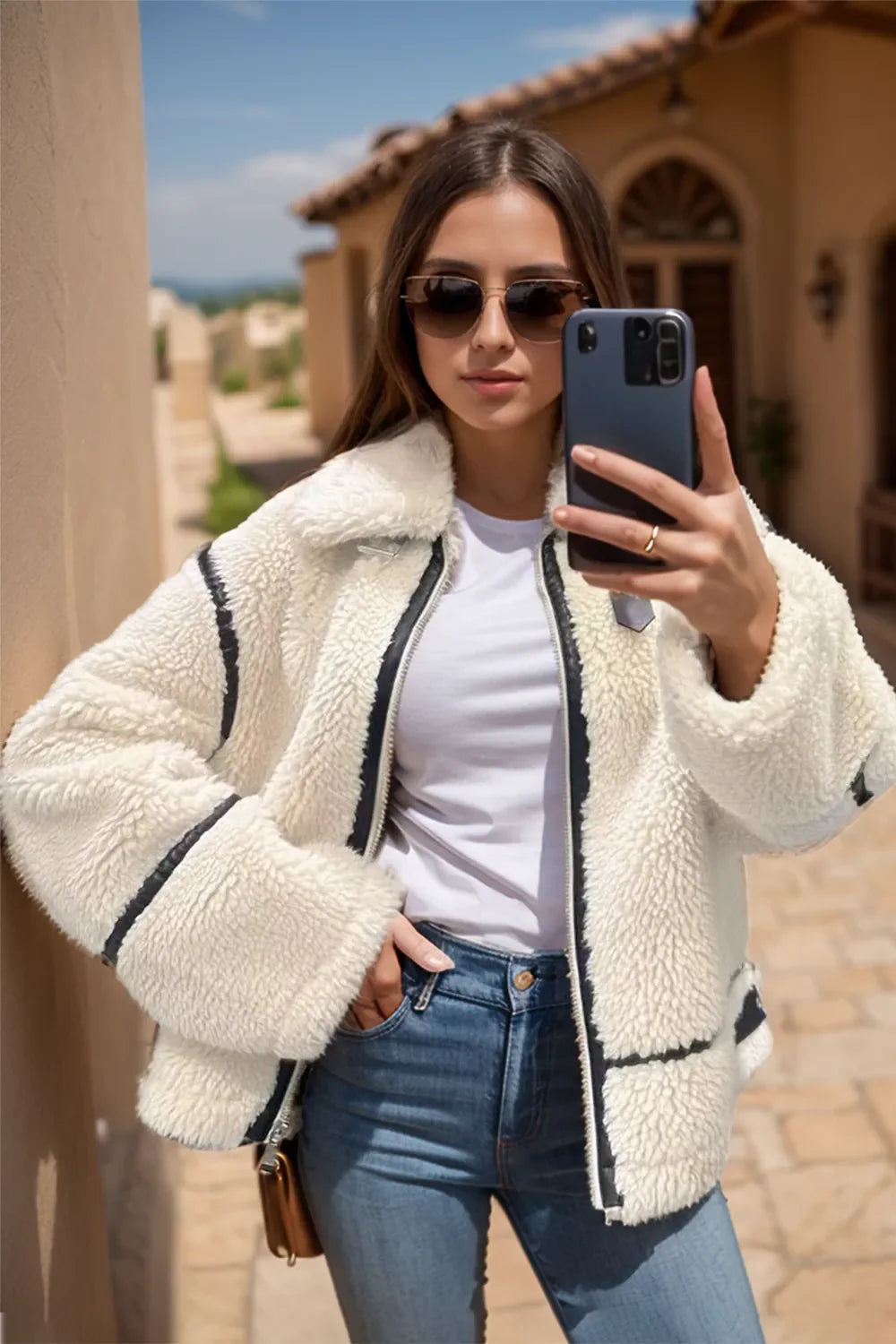 Belén | Chaqueta Polar Zip - Blanco