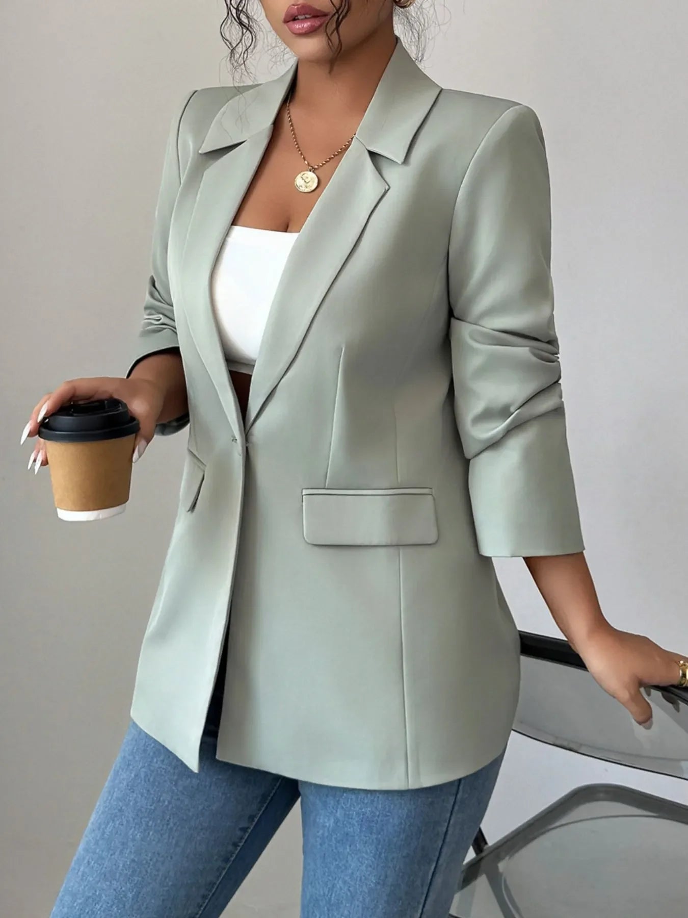 Eliza | Blazer Un Botón Cuello Solapa Premium