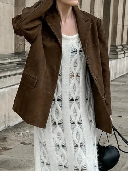Priscila | Chaqueta Cuello Estructurado - Café