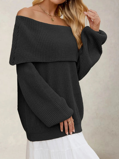Audra | Suéter Fold Over Collar Manga Larga
