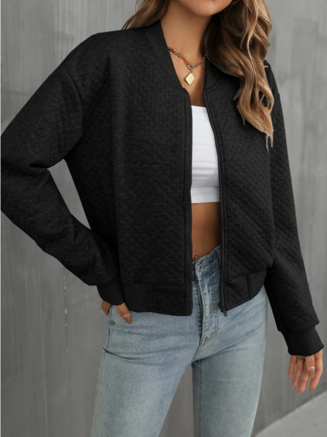 Abril | Chaqueta Polar Zip - Negro