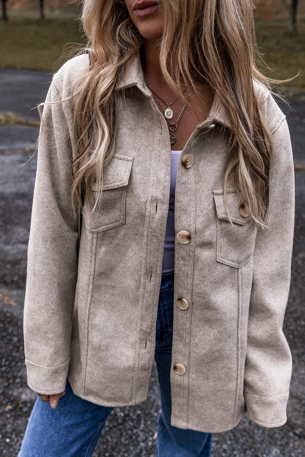 Lorena | Chaqueta Cuello Estructurado - Dust Storm
