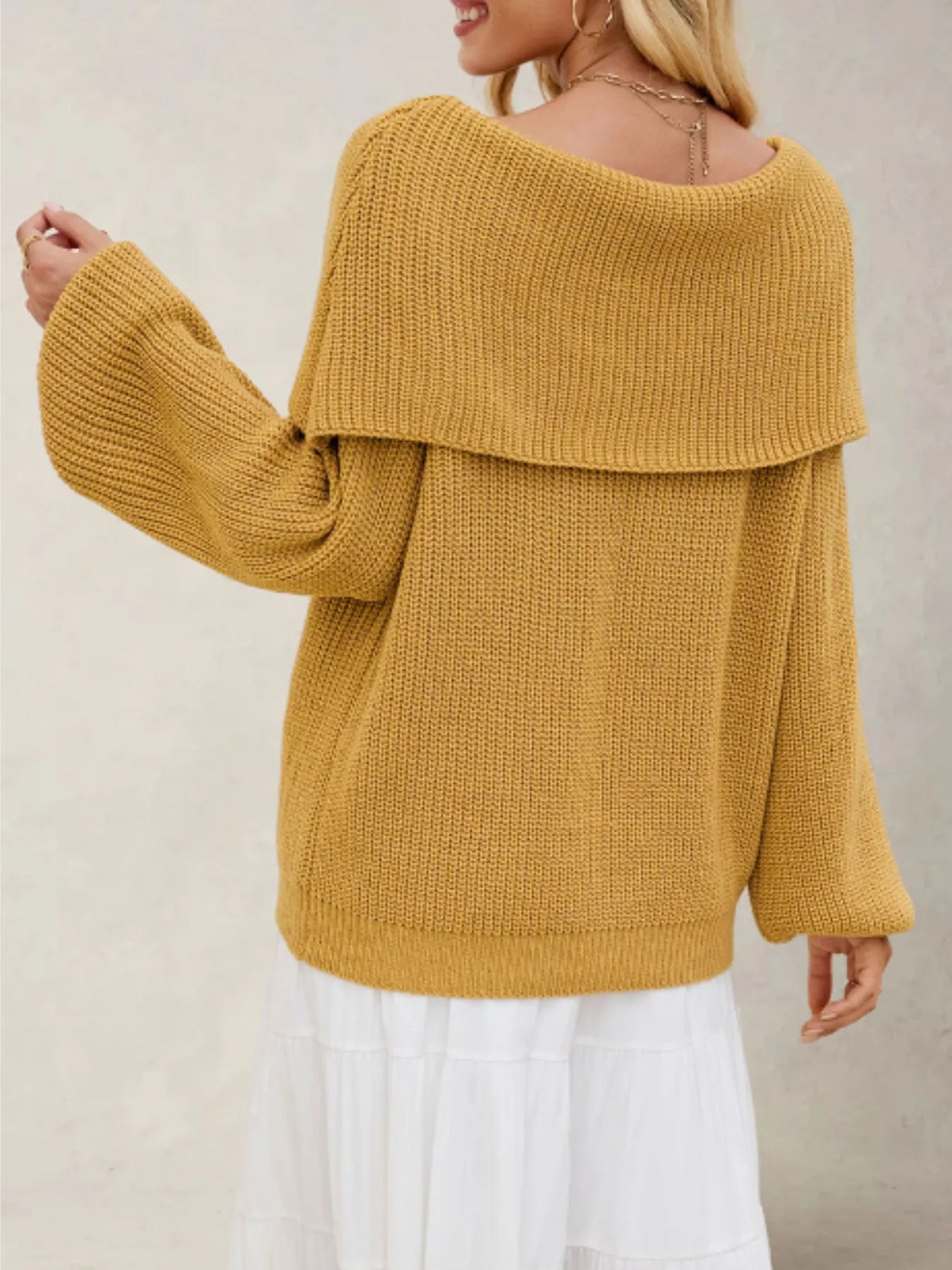Audra | Suéter Fold Over Collar Manga Larga