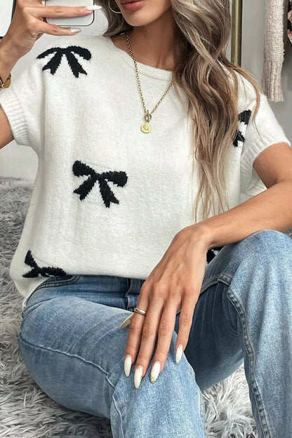 Agata | Suéter Lazo Estampado Tejido Manga Corta