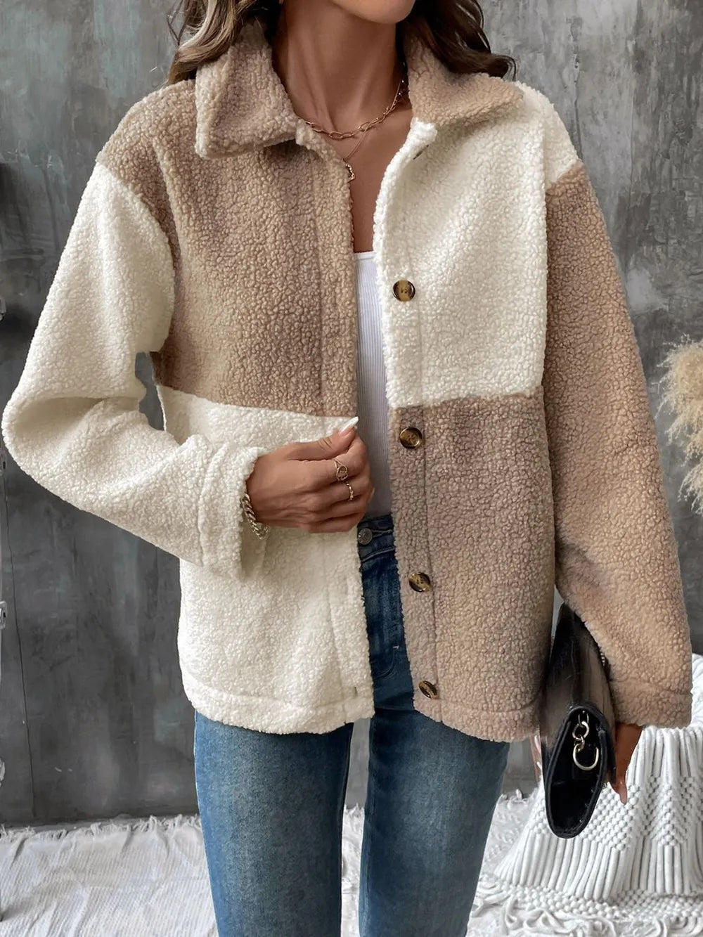 Viviana | Chaqueta Color Block - Tostado