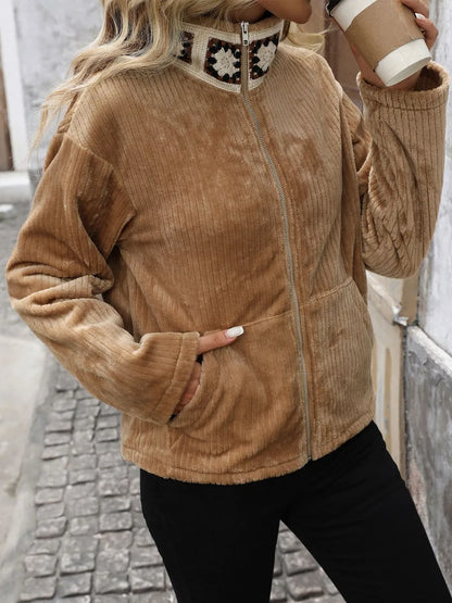 Sandra | Chaqueta Polar Zip - Camello