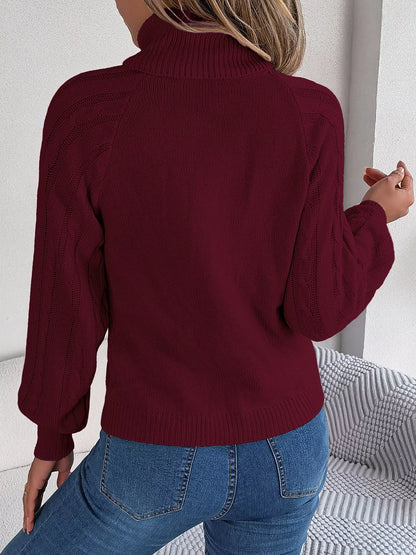 Albina | Suéter Tejido Trenzado Cuello Alto Manga Larga