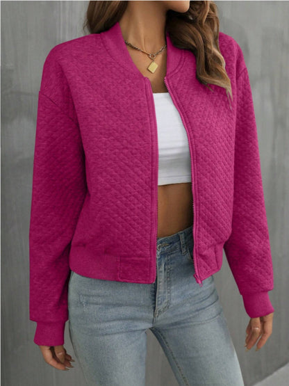 Abril | Chaqueta Polar Zip - Deep Rosado