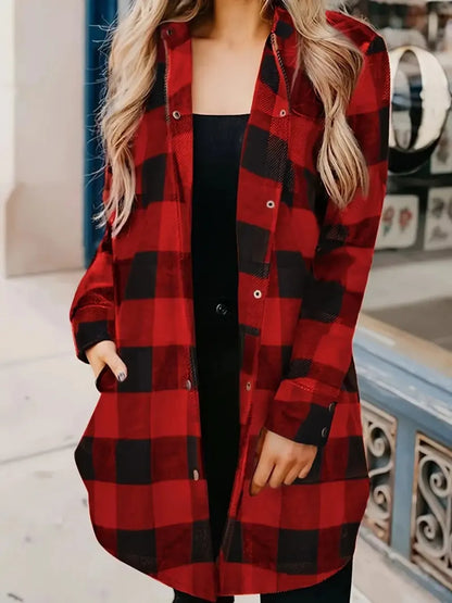 Verónica | Chaqueta Tartán Elegante - Deep Rojo