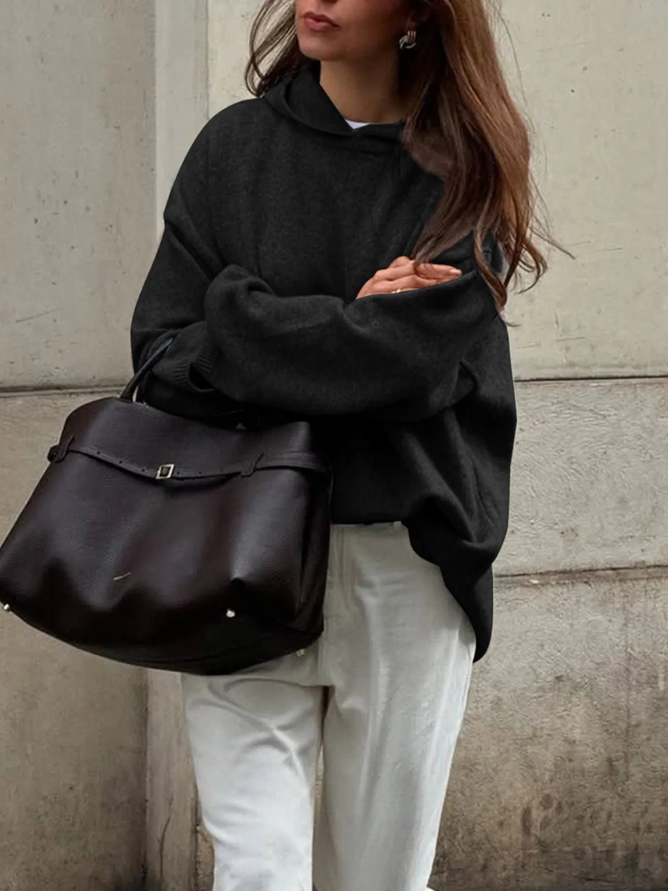 Clea | Suéter Oversize Manga Larga Con Capucha