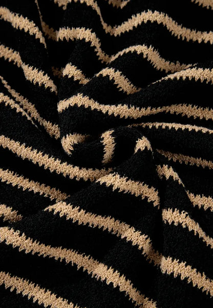 Dora | Suéter Stripe Hombros Caídos Cuello Redondo