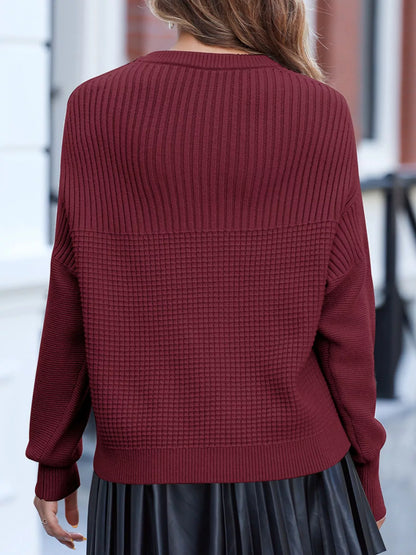 Domitila | Suéter Solid Color Mixed Tejido Texturizadoted Crew