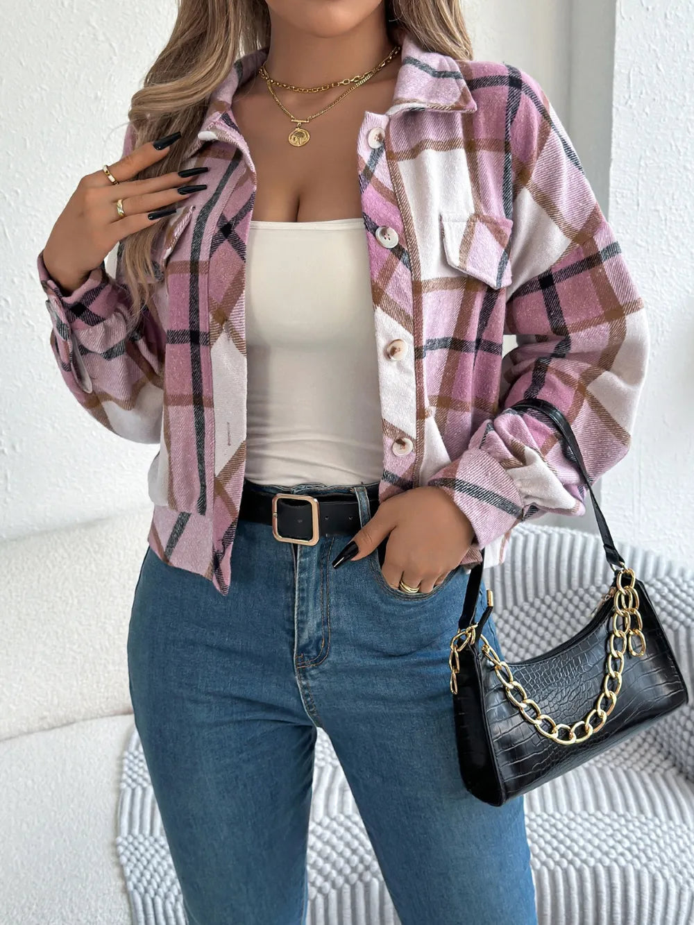 Esmeralda | Chaqueta Cuadros Clásica - Terracota