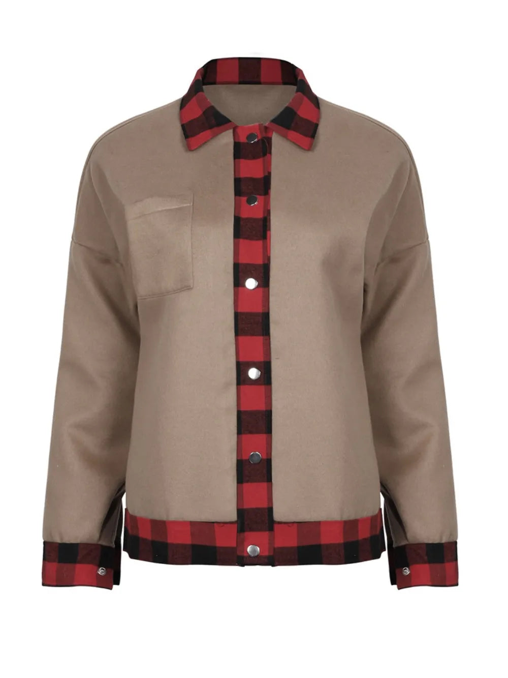 Beatriz | Chaqueta Tartán Elegante - Taupe