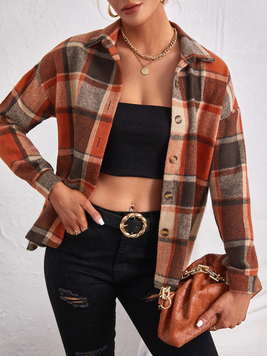 Isabella | Chaqueta Cuadros Clásica - Ocre