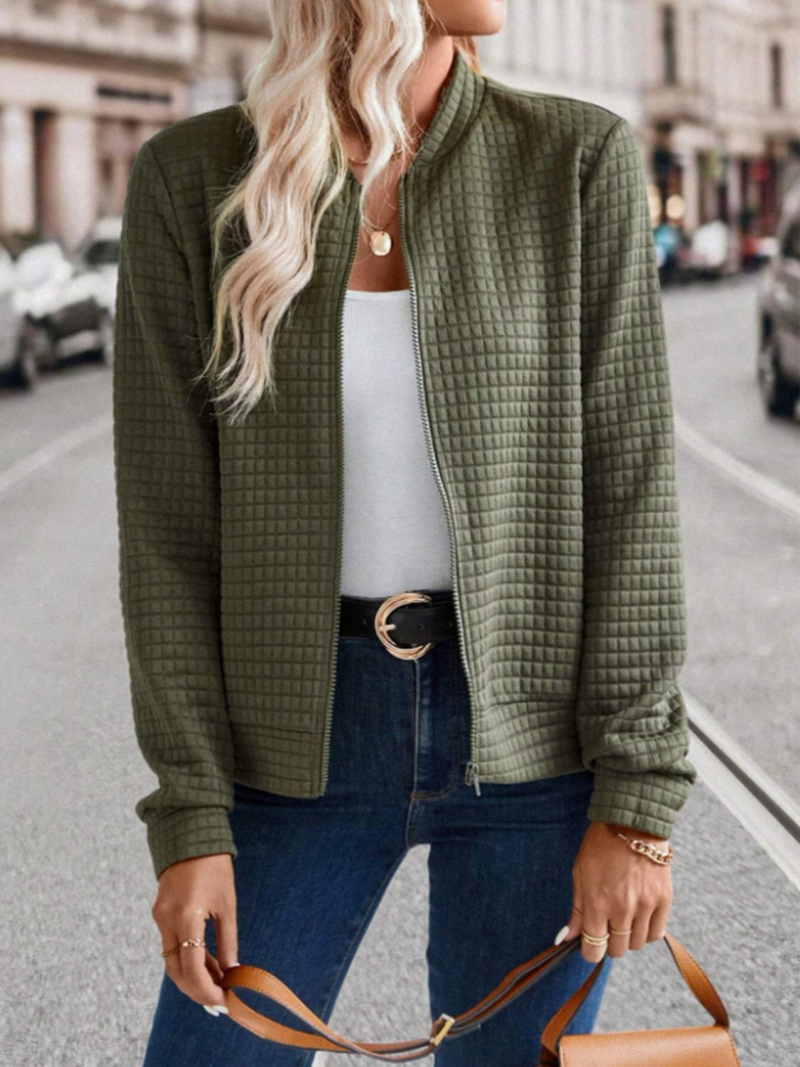 Anaís | Chaqueta Polar Zip - Verde Militar
