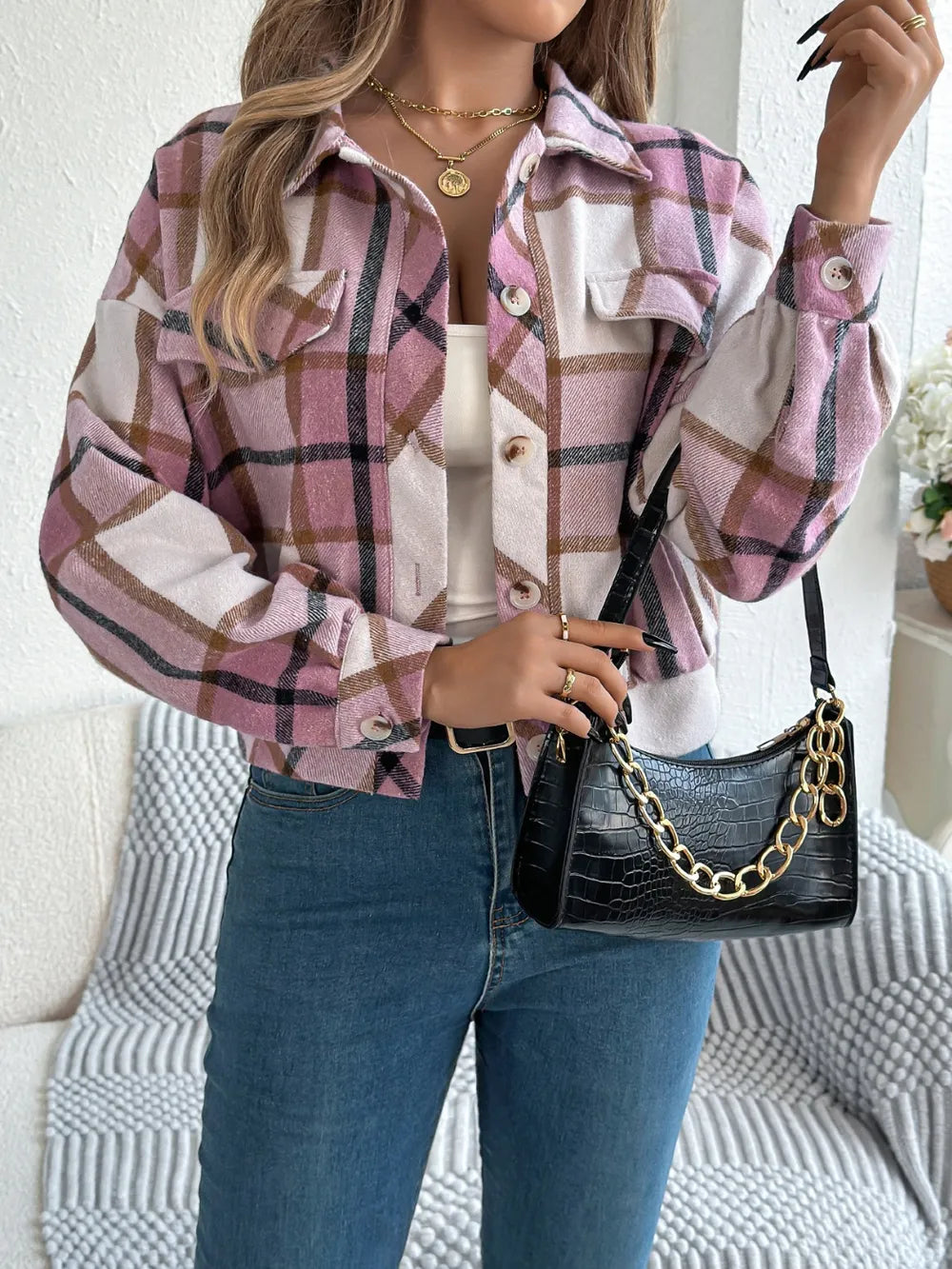 Esmeralda | Chaqueta Cuadros Clásica - Terracota