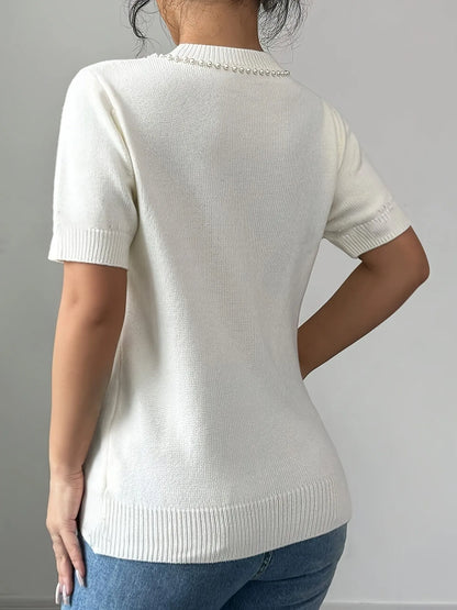 Clelia | Suéter Con Perlas Lazo Embellished Cuello Redondo