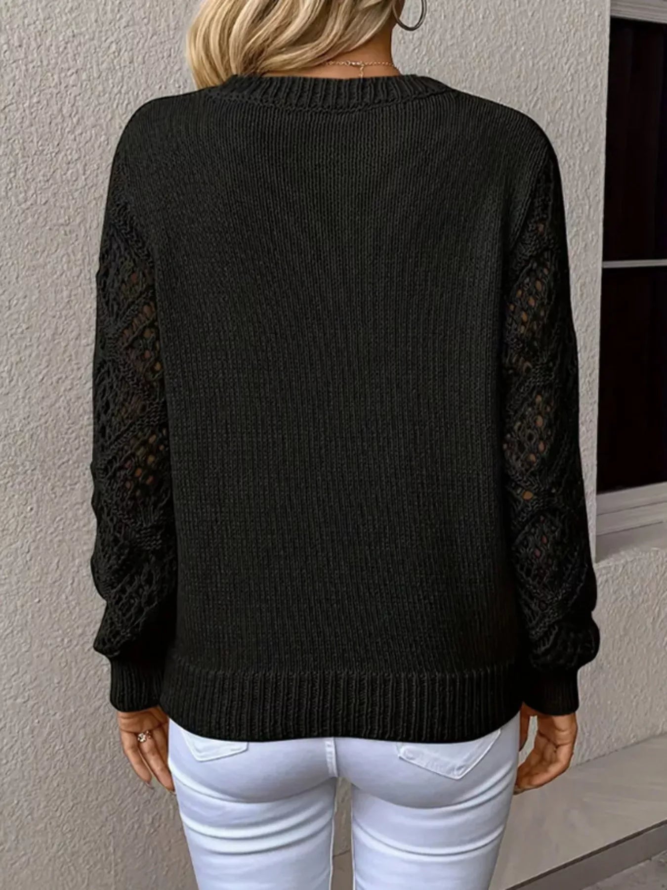 Claudina | Suéter Calado Escote V Manga Larga