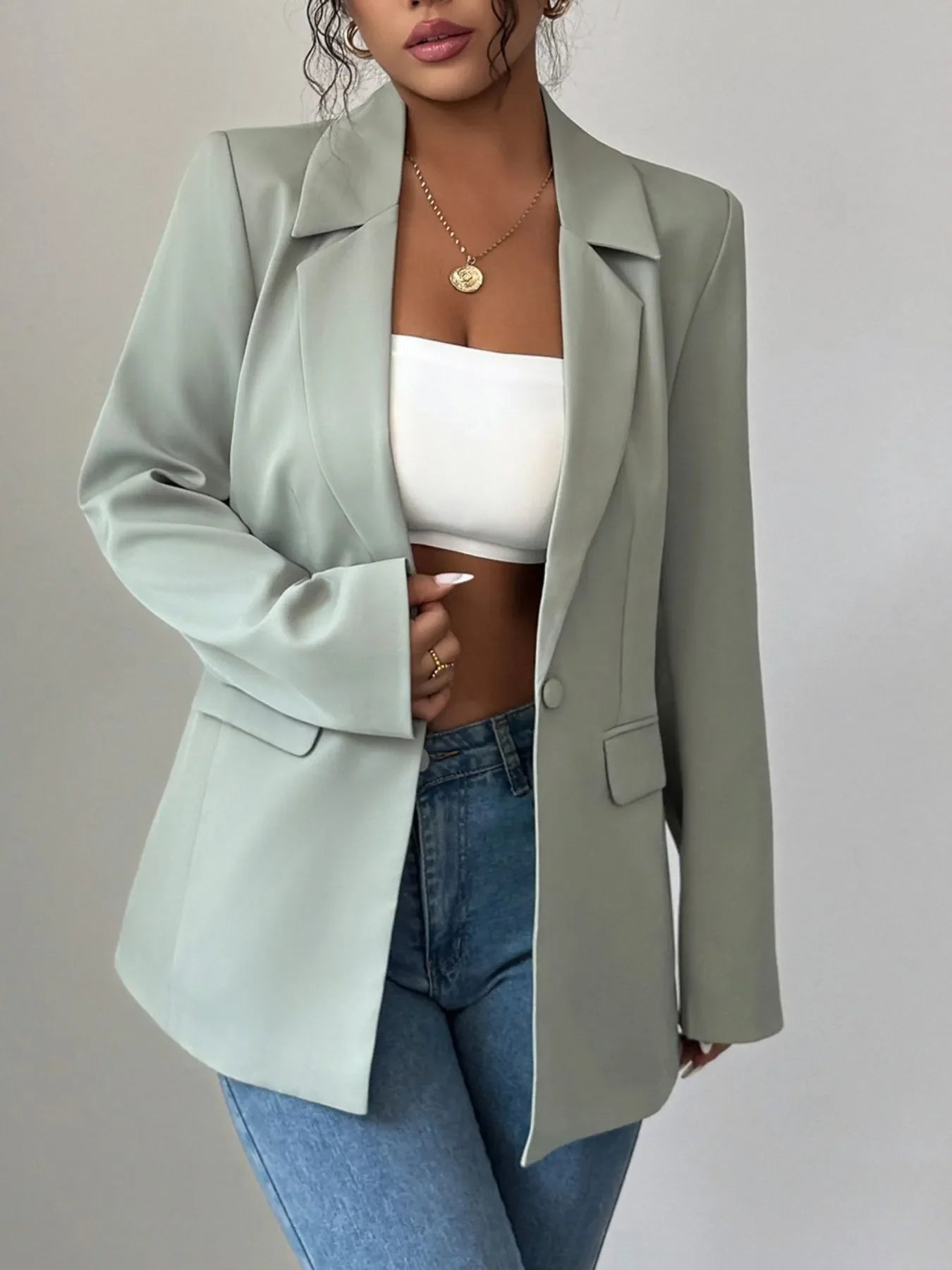 Eliza | Blazer Un Botón Cuello Solapa Premium