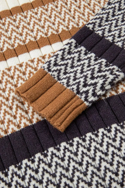Dunia | Suéter Stripe Stylish Estampado Tejidoted Acanalado Trim Slim