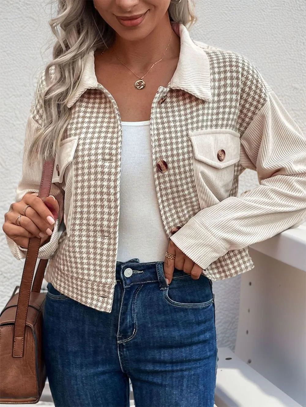 Javiera | Chaqueta Pata de Gallo - Beige