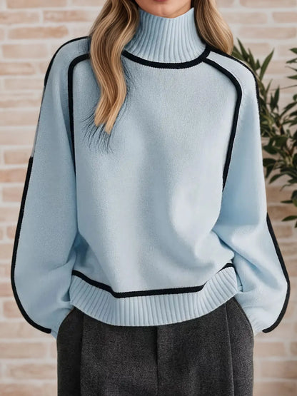 Armanda | Suéter Con Contraste Trim Cuello Alto