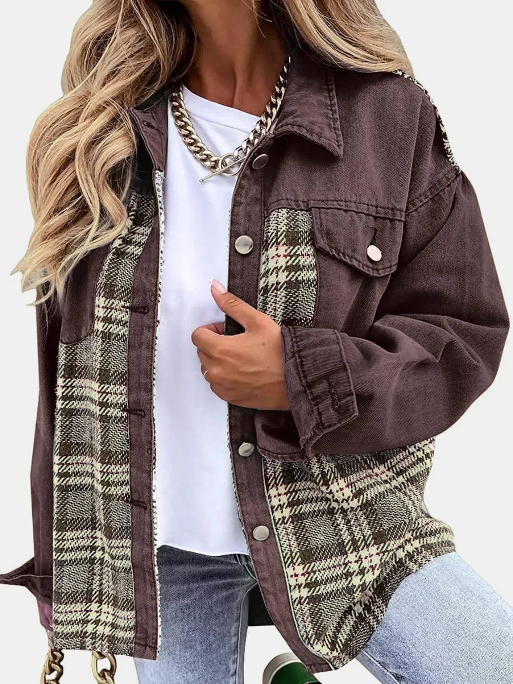 Renata | Chaqueta Cuadros Clásica - Negro