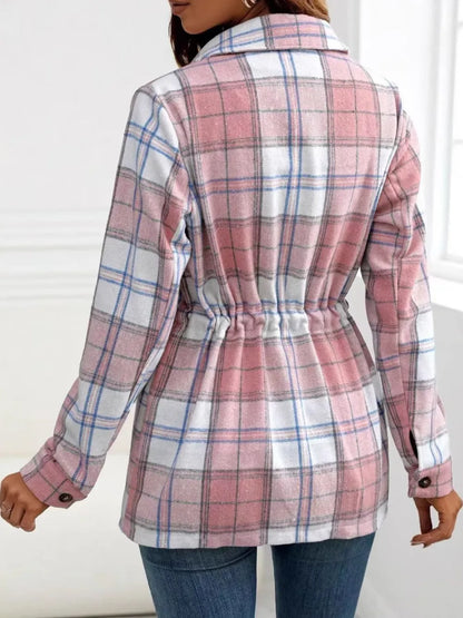 Pía | Chaqueta Cuadros Clásica - Rosado Empolvado Rosado