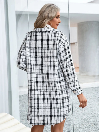 Romina | Chaqueta Cuadros Clásica - Blanco