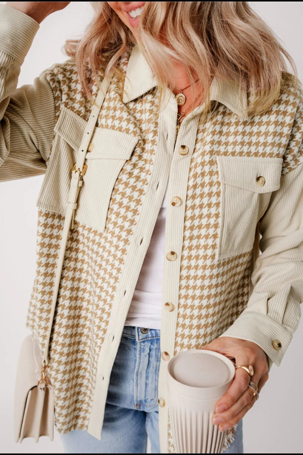 Luz | Chaqueta Pata de Gallo - Beige
