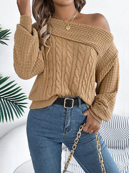 Betty | Suéter Hombro Descubierto Tejido Trenzado