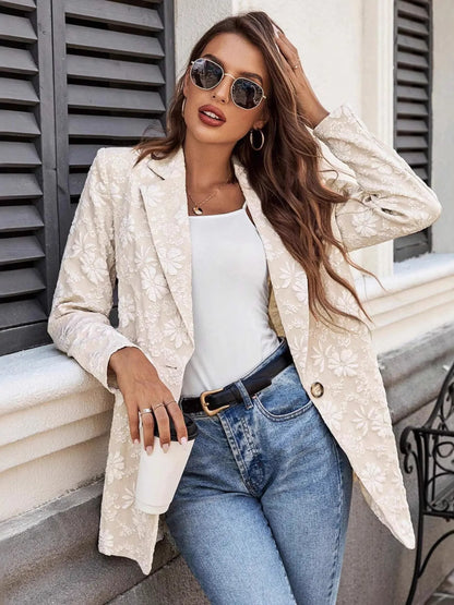 Amira | Blazer Jacquard Floral Un Botón