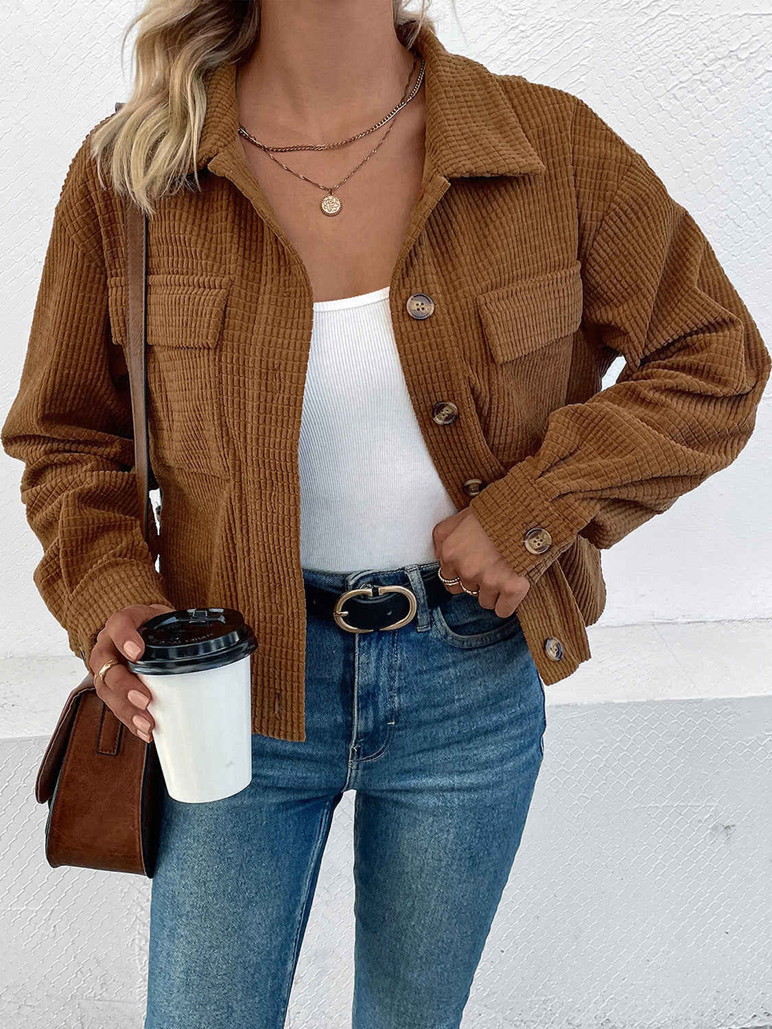Sabrina | Chaqueta con Bolsillos - Camello