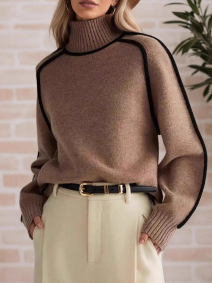 Armanda | Suéter Con Contraste Trim Cuello Alto