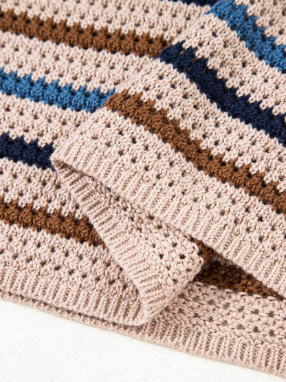Benita | Suéter Multicolour Rayas Tejidoted Hombros Caídos Cuello Redondo