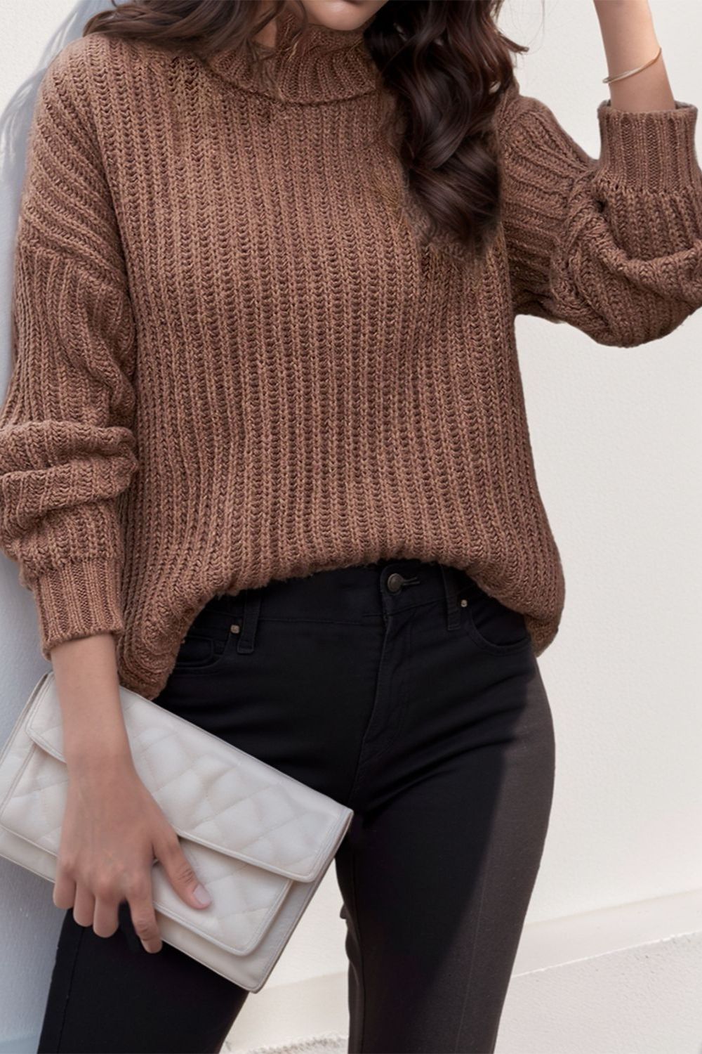 Erica | Suéter Cuello Alto Hombros Caídos Pullover