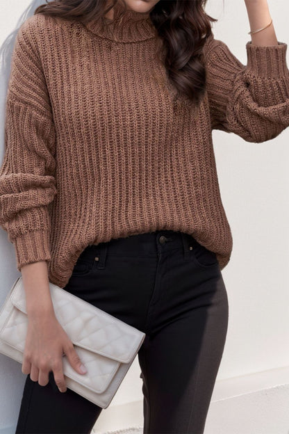 Erica | Suéter Cuello Alto Hombros Caídos Pullover