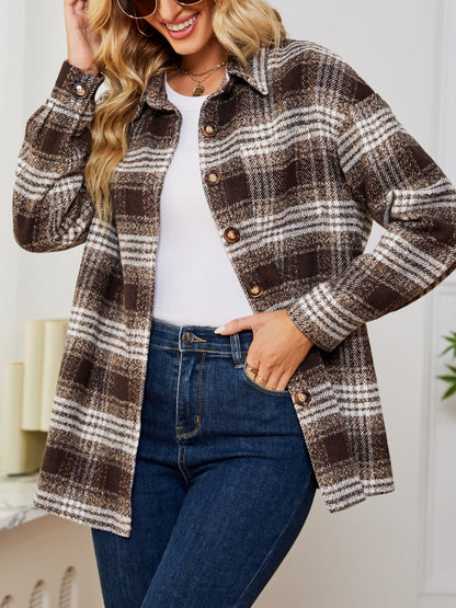 Karina | Chaqueta Tartán Elegante - Café