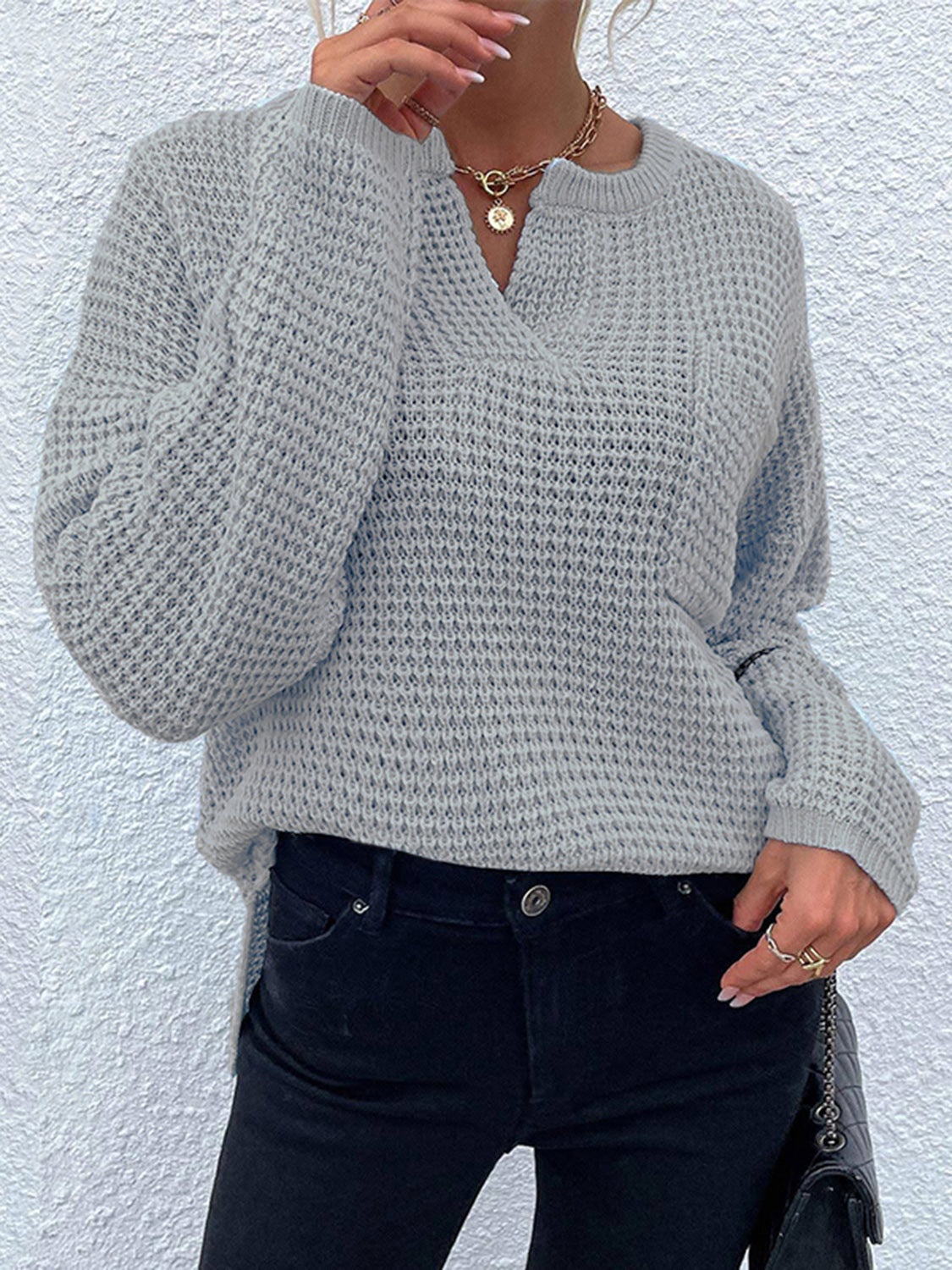 Bethany | Suéter Notched Manga Larga