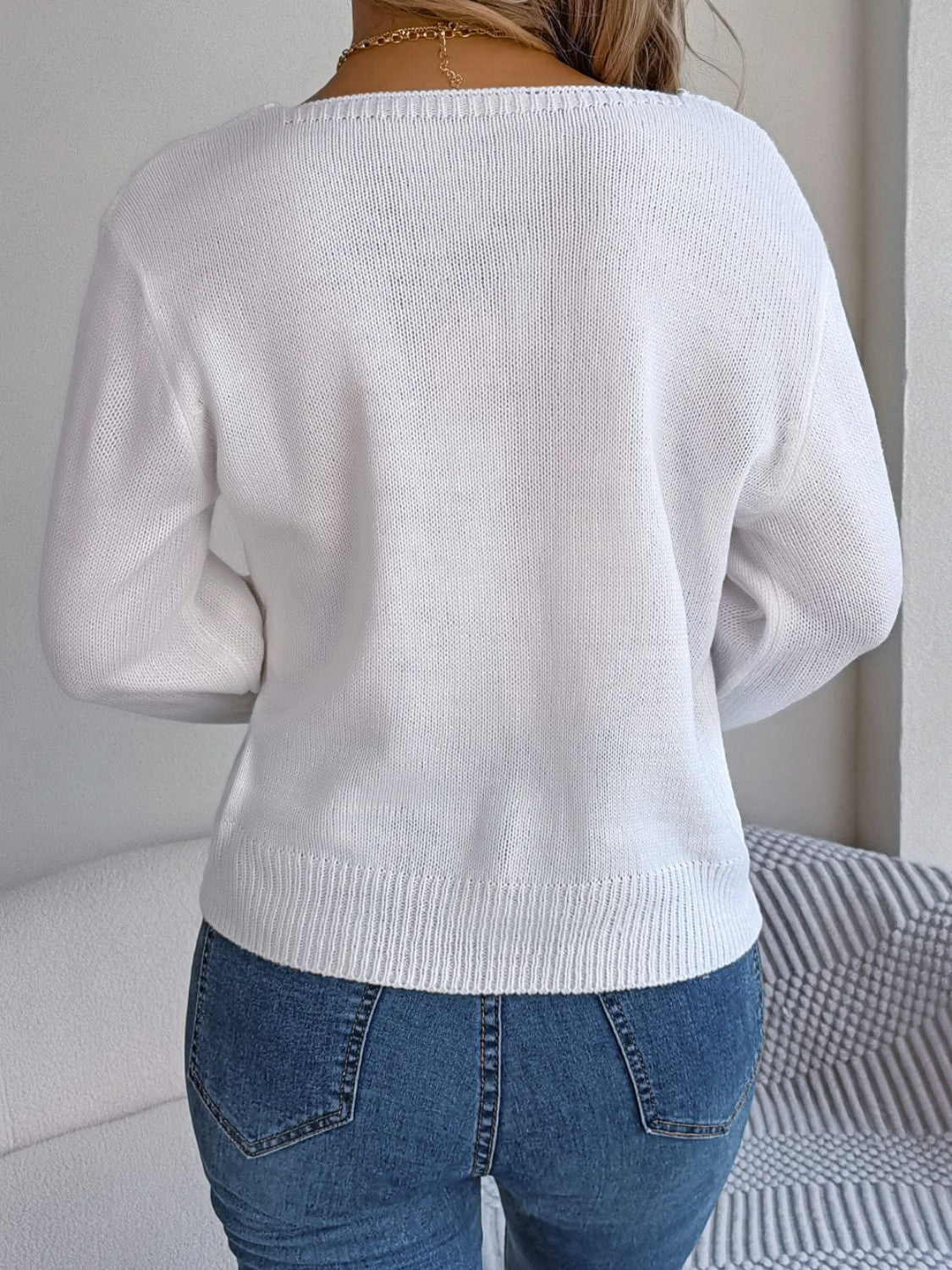 Almudena | Suéter Tejido Trenzado Square Manga Larga