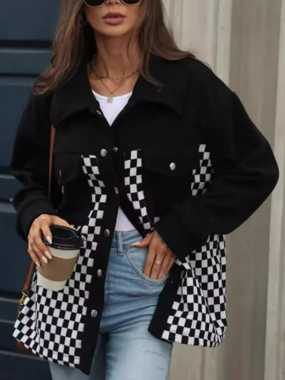 Paloma | Chaqueta Broche Moderno - Negro
