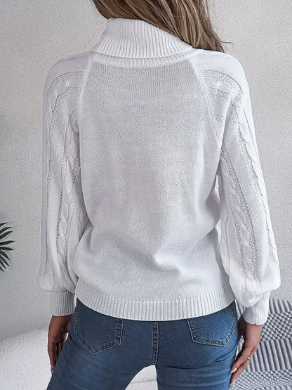 Albina | Suéter Tejido Trenzado Cuello Alto Manga Larga