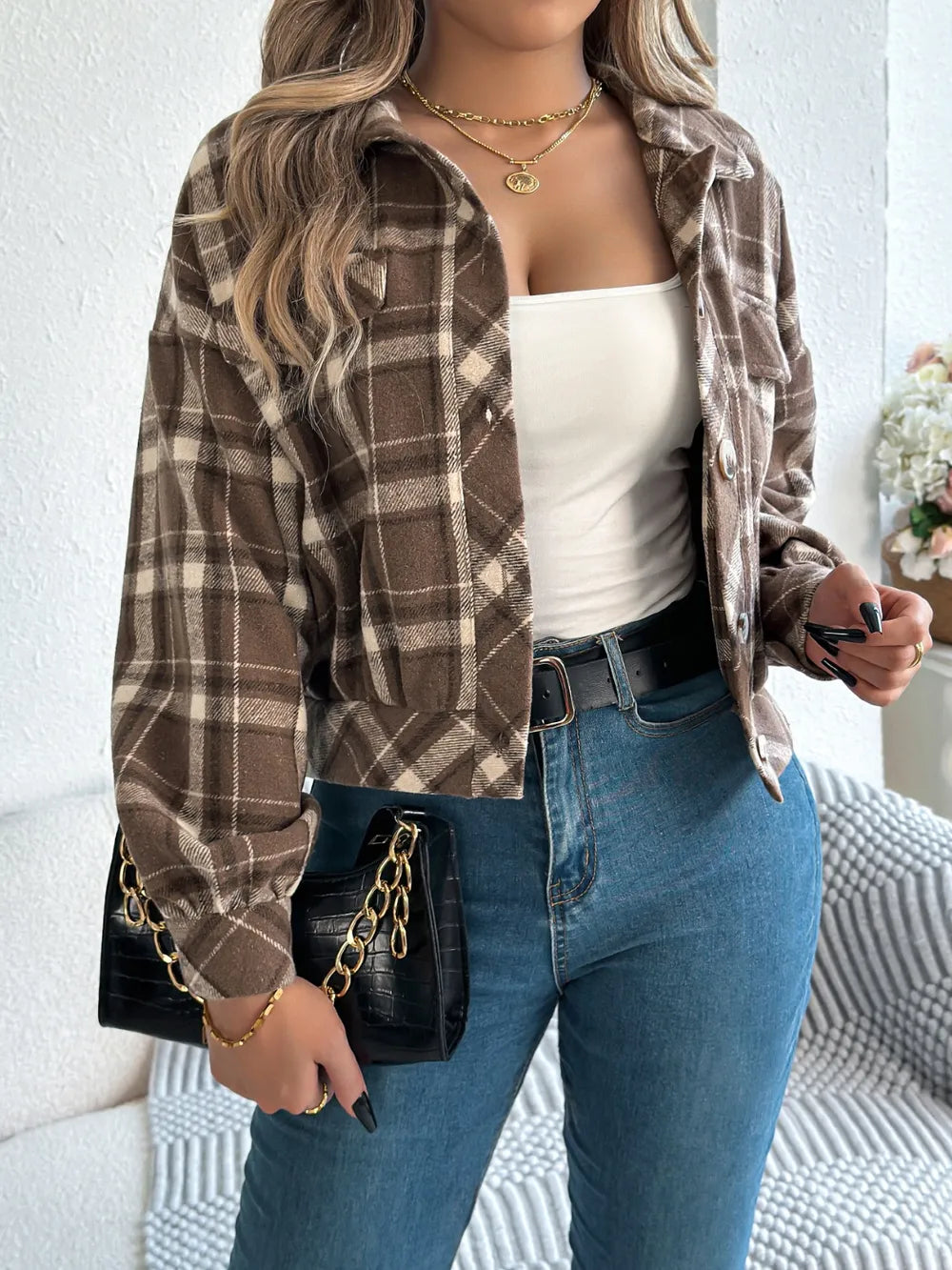 Esmeralda | Chaqueta Cuadros Clásica - Terracota