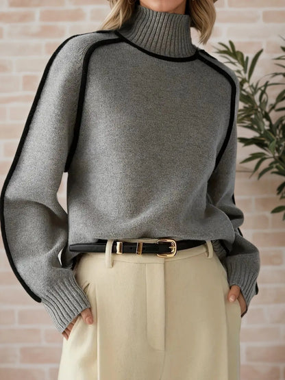 Armanda | Suéter Con Contraste Trim Cuello Alto