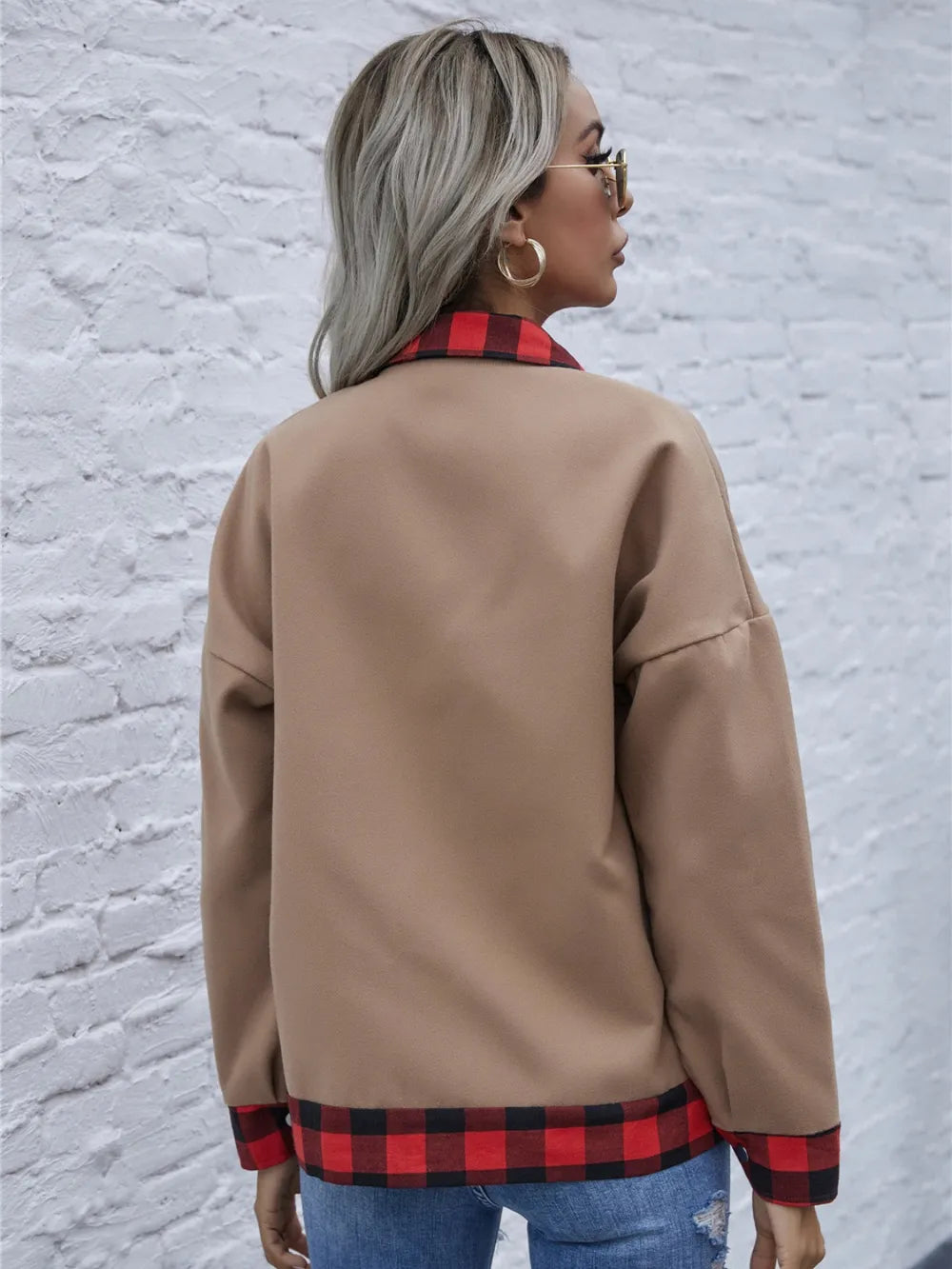 Beatriz | Chaqueta Tartán Elegante - Taupe